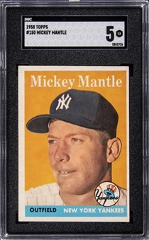 1958 Topps #150 Mickey Mantle Card - SGC EX 5